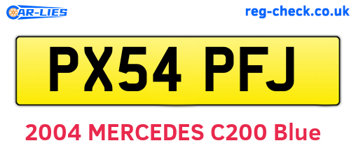 PX54PFJ are the vehicle registration plates.