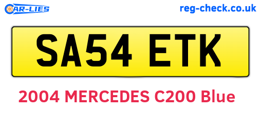 SA54ETK are the vehicle registration plates.
