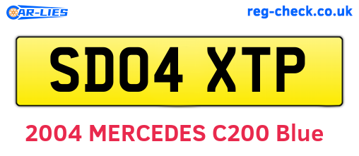 SD04XTP are the vehicle registration plates.