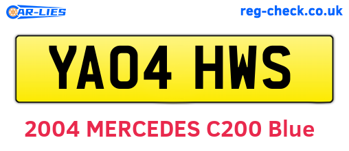 YA04HWS are the vehicle registration plates.