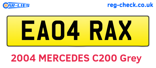 EA04RAX are the vehicle registration plates.