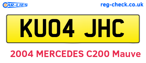 KU04JHC are the vehicle registration plates.