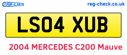 LS04XUB are the vehicle registration plates.