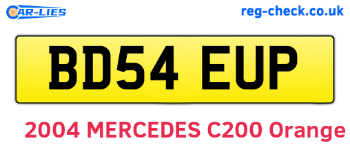 BD54EUP are the vehicle registration plates.