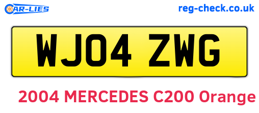 WJ04ZWG are the vehicle registration plates.