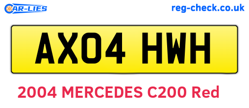 AX04HWH are the vehicle registration plates.