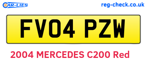 FV04PZW are the vehicle registration plates.