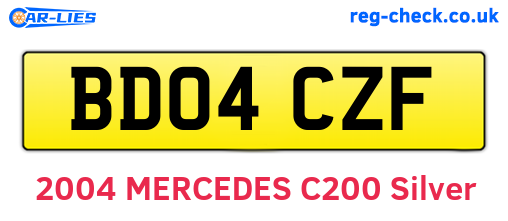 BD04CZF are the vehicle registration plates.
