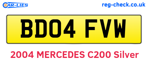BD04FVW are the vehicle registration plates.