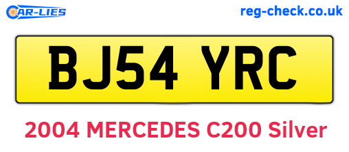 BJ54YRC are the vehicle registration plates.