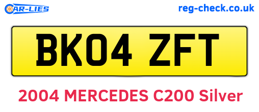 BK04ZFT are the vehicle registration plates.
