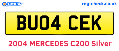 BU04CEK are the vehicle registration plates.