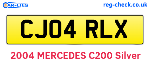 CJ04RLX are the vehicle registration plates.