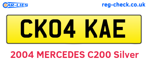 CK04KAE are the vehicle registration plates.