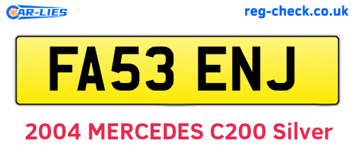 FA53ENJ are the vehicle registration plates.
