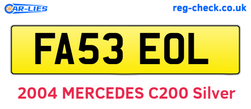 FA53EOL are the vehicle registration plates.