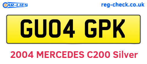 GU04GPK are the vehicle registration plates.