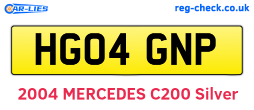 HG04GNP are the vehicle registration plates.