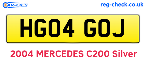 HG04GOJ are the vehicle registration plates.
