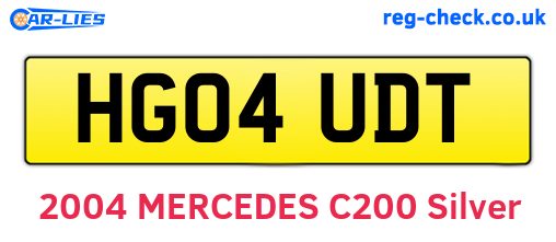 HG04UDT are the vehicle registration plates.