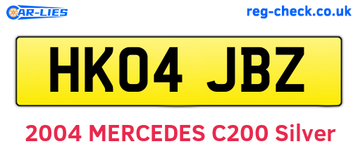 HK04JBZ are the vehicle registration plates.