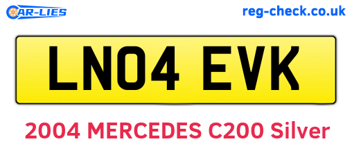 LN04EVK are the vehicle registration plates.