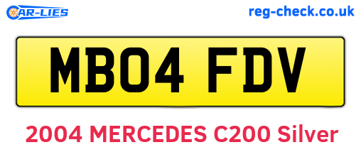 MB04FDV are the vehicle registration plates.