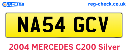 NA54GCV are the vehicle registration plates.