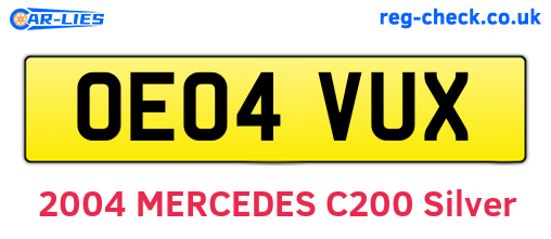 OE04VUX are the vehicle registration plates.