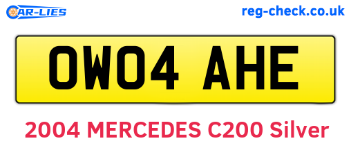 OW04AHE are the vehicle registration plates.