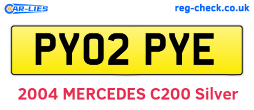 PY02PYE are the vehicle registration plates.
