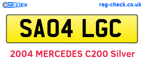 SA04LGC are the vehicle registration plates.