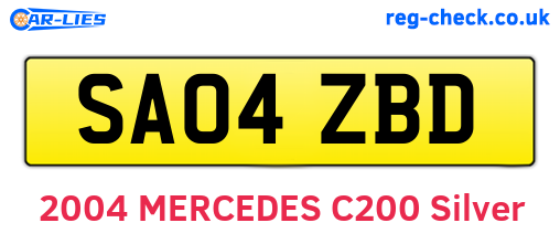 SA04ZBD are the vehicle registration plates.