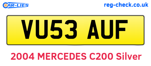 VU53AUF are the vehicle registration plates.