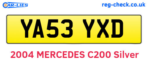 YA53YXD are the vehicle registration plates.