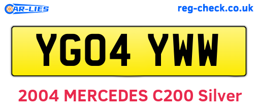 YG04YWW are the vehicle registration plates.