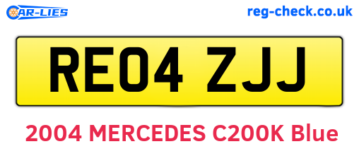 RE04ZJJ are the vehicle registration plates.