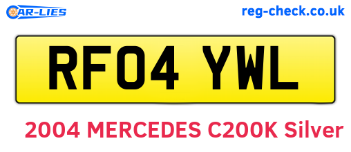 RF04YWL are the vehicle registration plates.