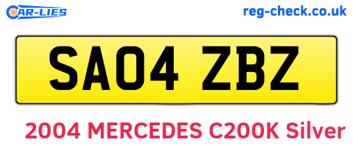 SA04ZBZ are the vehicle registration plates.