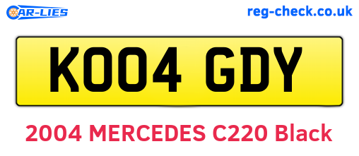 KO04GDY are the vehicle registration plates.