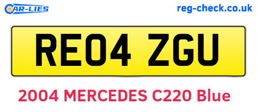 RE04ZGU are the vehicle registration plates.