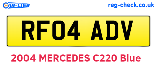 RF04ADV are the vehicle registration plates.