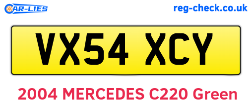 VX54XCY are the vehicle registration plates.