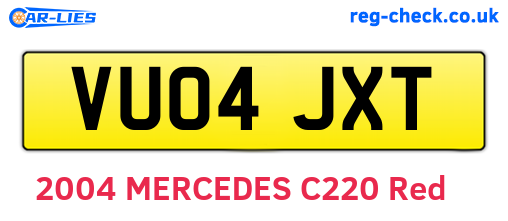 VU04JXT are the vehicle registration plates.