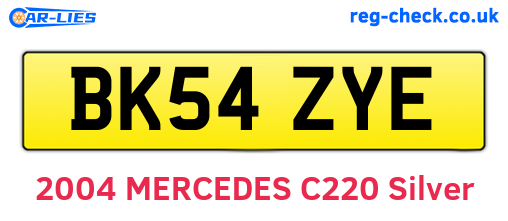 BK54ZYE are the vehicle registration plates.