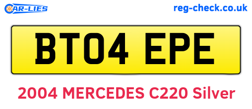 BT04EPE are the vehicle registration plates.
