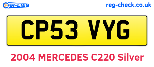 CP53VYG are the vehicle registration plates.