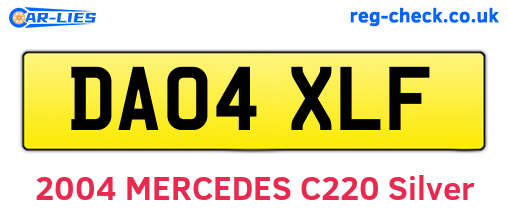 DA04XLF are the vehicle registration plates.