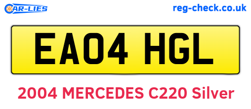 EA04HGL are the vehicle registration plates.