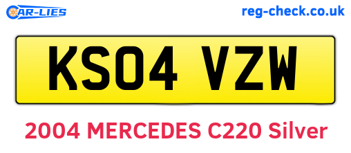 KS04VZW are the vehicle registration plates.